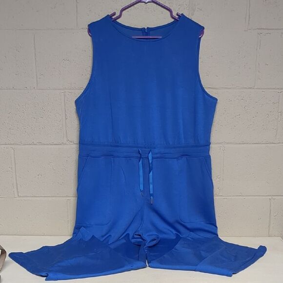 Women's Vibrant Blue Sleeveless Jumpsuit Soft Material Size XXL NWOT - Picture 2 of 6